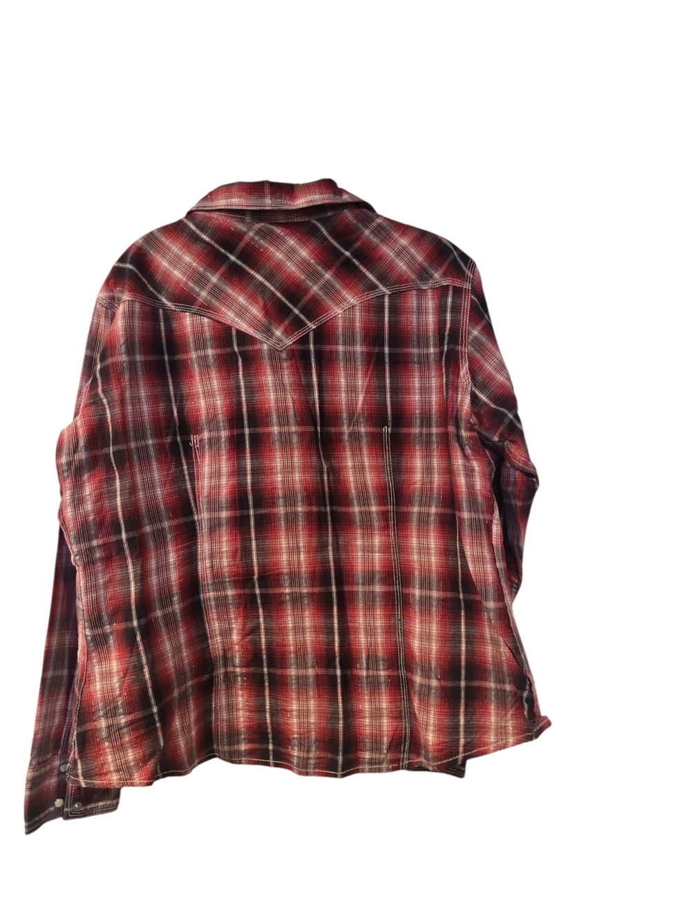 Vintage Panhandle Slim Red Brown Metallic Stripe Plaid Western Shirt Sz XL - Picture 3 of 5